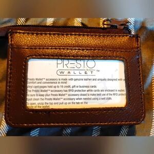 Presto Wallet Genuine Brown Leather RFID 16 Card Holder/ Change Purse